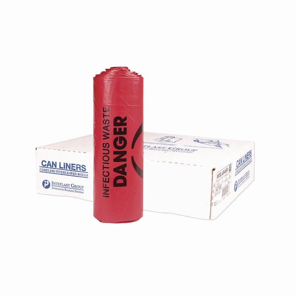 Integrated Bagging Systems 33 gal Trash Bags, 33 in x 39 in, Super Plus-Duty, 1.3 mil, Red, 150 PK WSL3339R - main